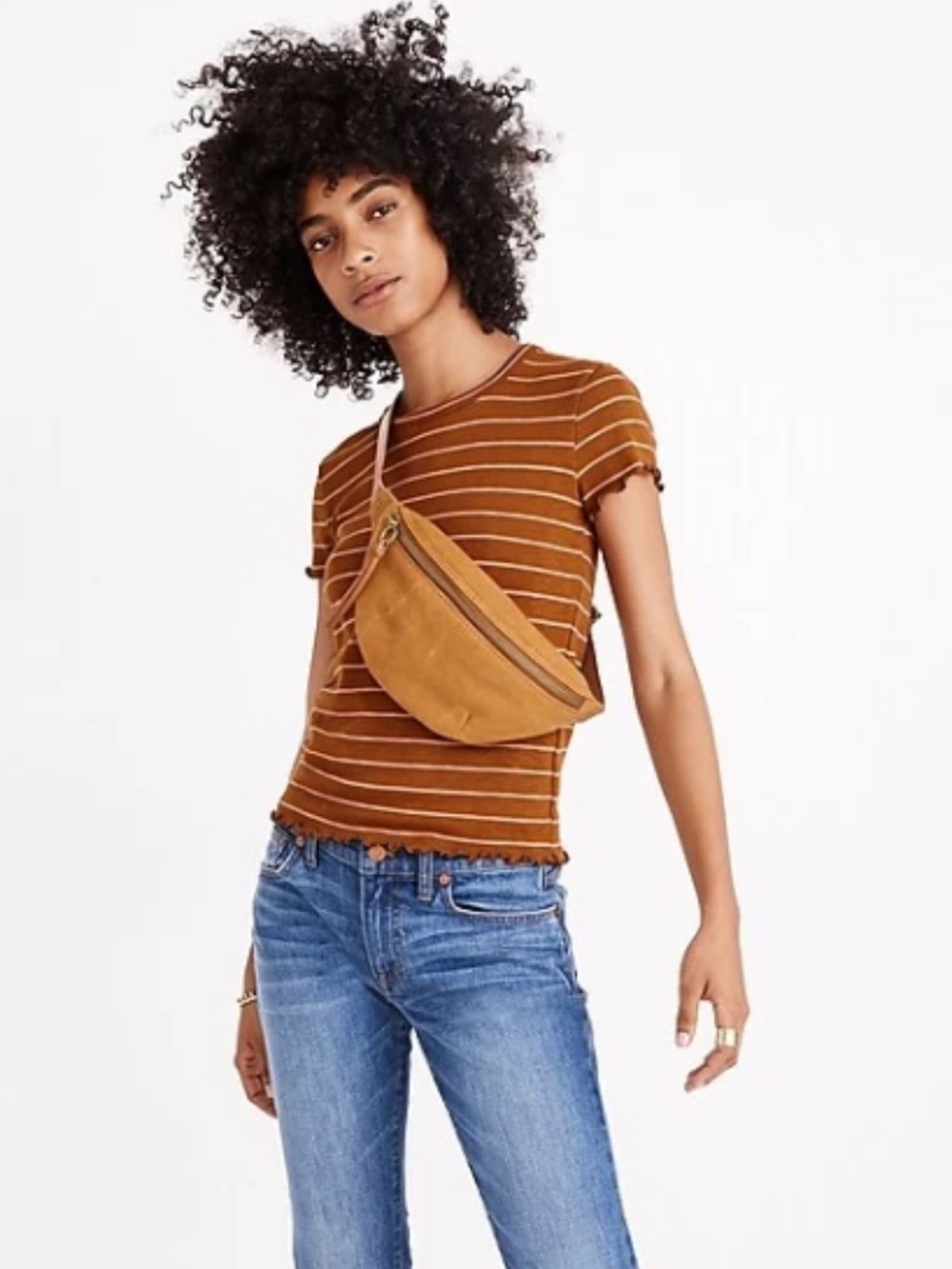 Madewell Baby Tee in Milstead Stripe, Lettuce Edge, size medium, EUC!